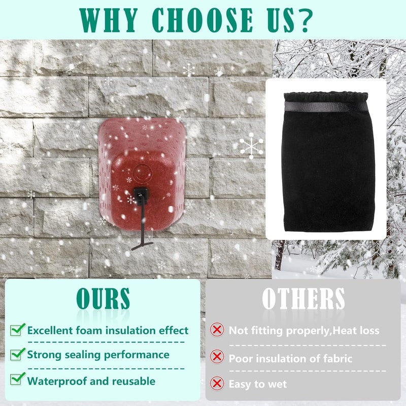 UQM 2 Pack Outdoor Faucet Covers for Winter, Heavy Duty Faucet Spigot Covers Winter Insulated, Reusable Outdoor Faucet Covers Hose Bib Covers for Winter Freeze Protection (Red) - Image 4